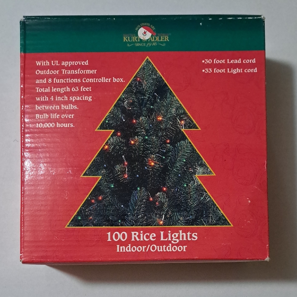 KURT S SADLER Indoor/Outdoor 100 Rice Lights 30' Lead Cord/33' Light Cord